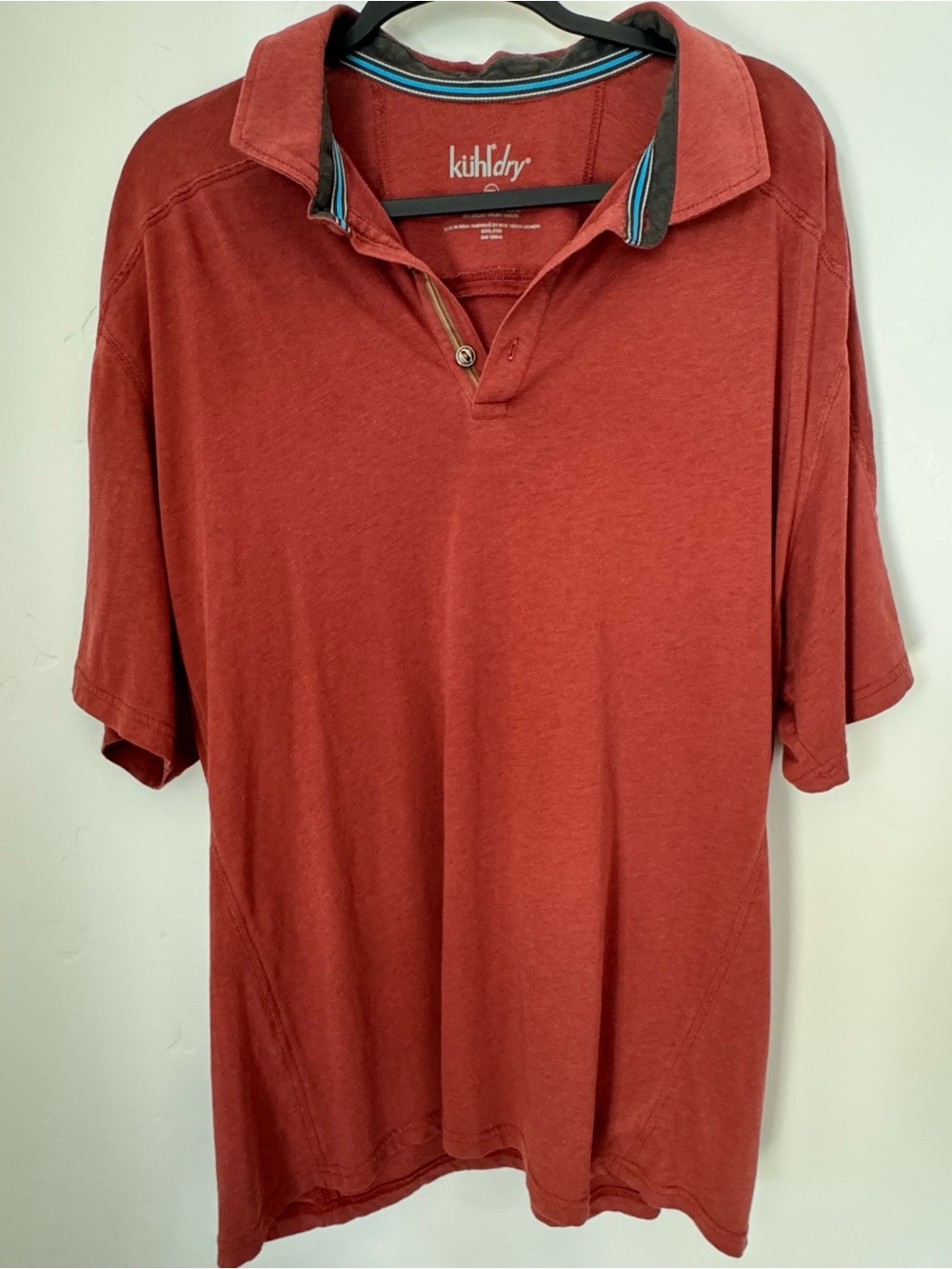KUHL Brazen KUHLdry UPF50 Short Sleeve Polo Shirt Sundried Tomato Men's Size 2XL